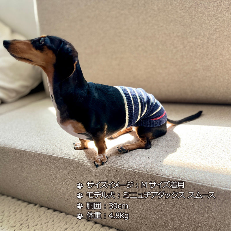 Clease[クリーズ] 　 結糸＜yt50013＞シルクメランジワンちゃん（超/小型犬）用ロングタイプ腹巻★アクセントラフボーダー【サイズ交換対象外】【ラッピング（有料）可】