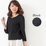 Clease[クリーズ] 　前後スカラップレース袖シフォンレースブラウス＜8005＞