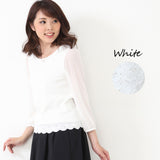 Clease[クリーズ] 　前後スカラップレース袖シフォンレースブラウス＜8005＞