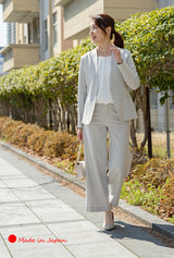 Clease[クリーズ] 　モナルーチェカラーレスジャケット&ワイドパンツスーツ＜8009s5314＞