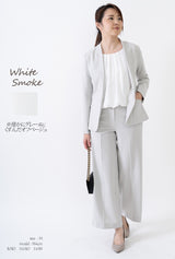 Clease[クリーズ] 　モナルーチェカラーレスジャケット&ワイドパンツスーツ＜8009s5314＞
