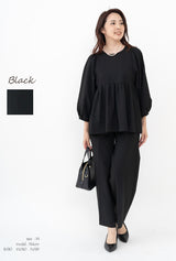 Clease[クリーズ] 　モナルーチェペプラムプルオーバー &ワイドパンツセットアップ＜8010s5314＞