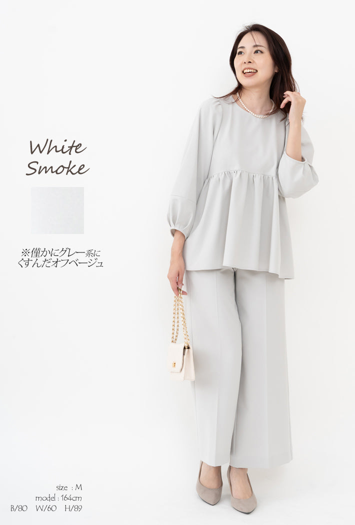 Clease[クリーズ] 　モナルーチェペプラムプルオーバー &ワイドパンツセットアップ＜8010s5314＞