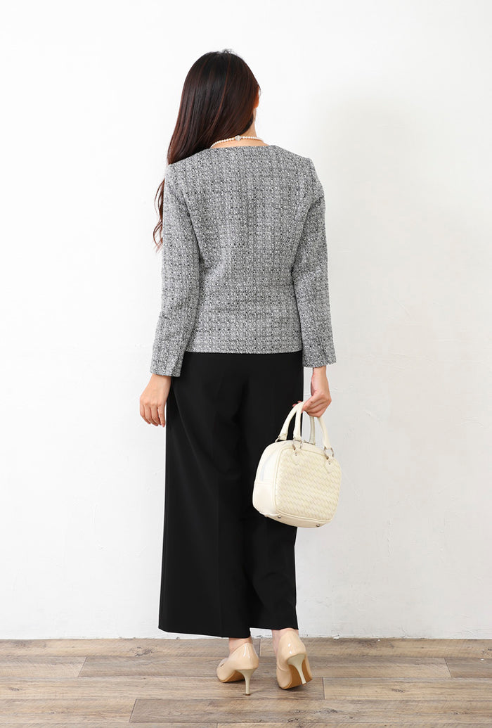 Clease[クリーズ] ツイードジャケット＆ワイドパンツセットアップ