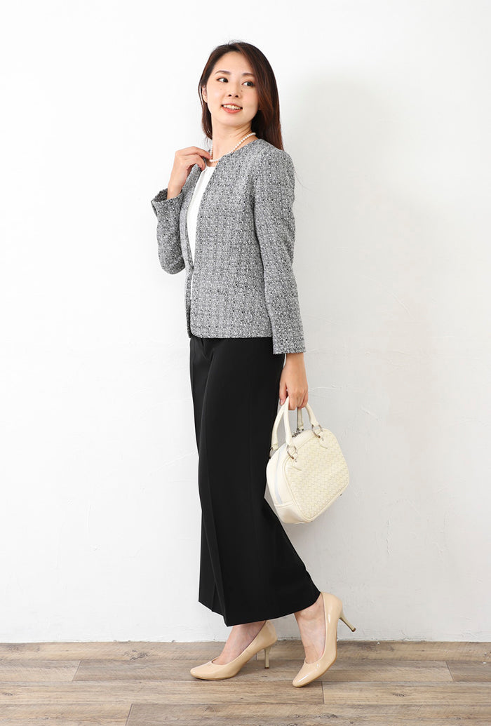 Clease[クリーズ] ツイードジャケット＆ワイドパンツセットアップ