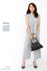 Clease[クリーズ] 　フレンチスリーブプルオーバー＆ワイドパンツセットアップ＜8022s5306＞