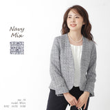 Clease[クリーズ] 　裏付ツイードボレロ風ノーカラージャケット＜8023＞