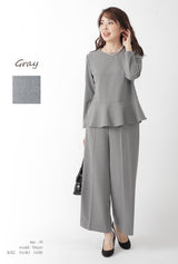 Clease[クリーズ] 　ソフトサーモペプラムプルオーバー &ワイドパンツセットアップ＜8024s7261＞