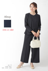 Clease[クリーズ] 　ソフトサーモペプラムプルオーバー &ワイドパンツセットアップ＜8024s7261＞