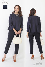 Clease[クリーズ] 　バックペプラムツイードプルオーバー＆パンツセットアップ＜8026s5309＞