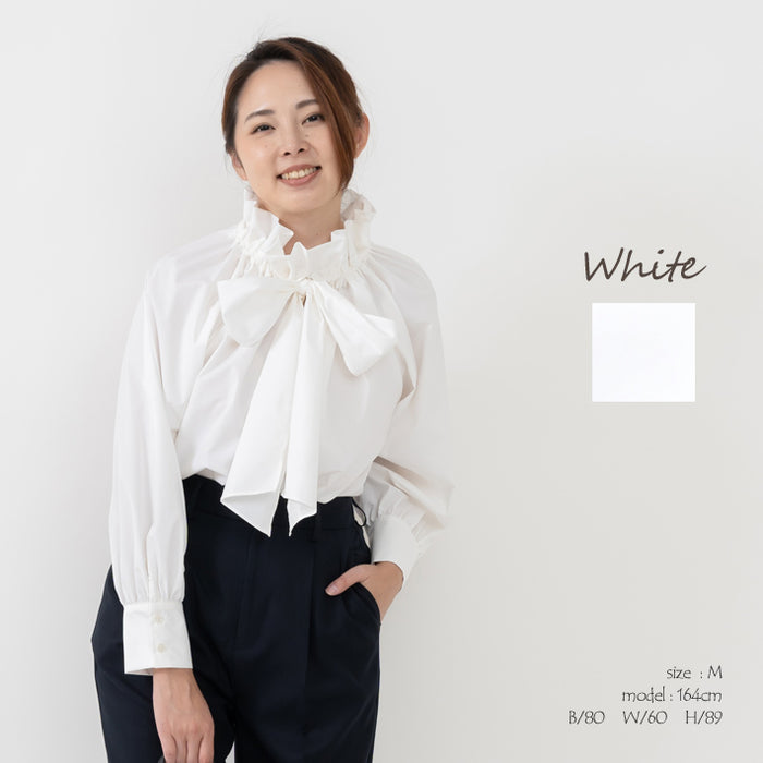 Clease[クリーズ] フリル衿リボン付きブラウス＜8036＞ – ＜公式