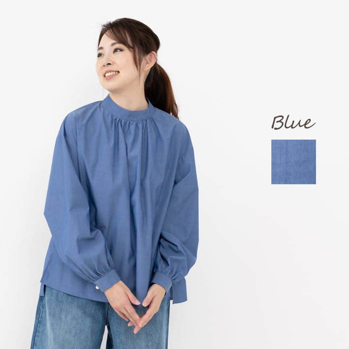Clease[クリーズ] 　エステネージュスタンドカラーギャザーブラウス＜8044＞