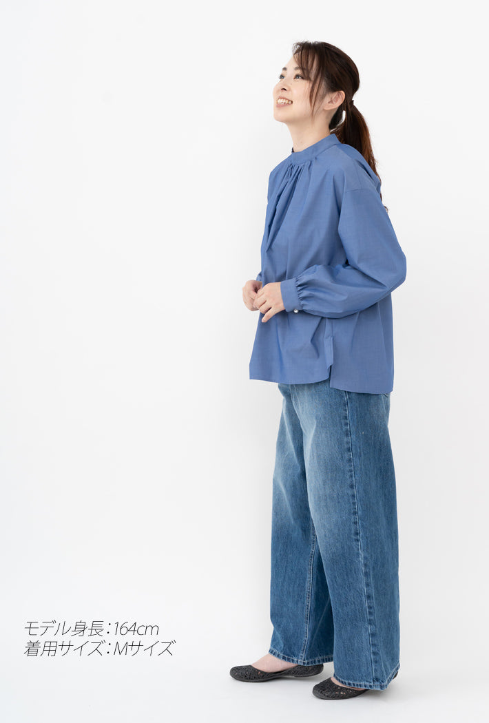 Clease[クリーズ] 　エステネージュスタンドカラーギャザーブラウス＜8044＞