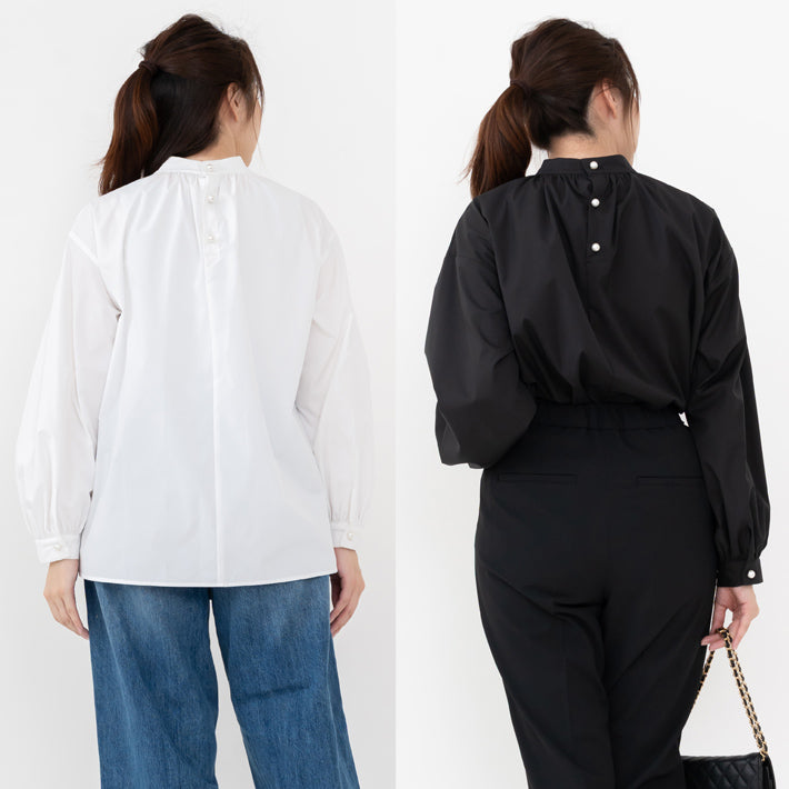 Clease[クリーズ] 　エステネージュスタンドカラーギャザーブラウス＜8044＞