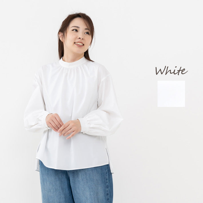 Clease[クリーズ] 　エステネージュスタンドカラーギャザーブラウス＜8044＞