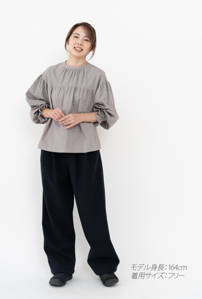 Clease[クリーズ] 　ギャザーたっぷりプルオーバーブラウス＜8047＞