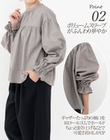 Clease[クリーズ] 　ギャザーたっぷりプルオーバーブラウス＜8047＞