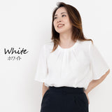 Clease[クリーズ] 　衿タック半袖プルオーバーブラウス＜8050＞